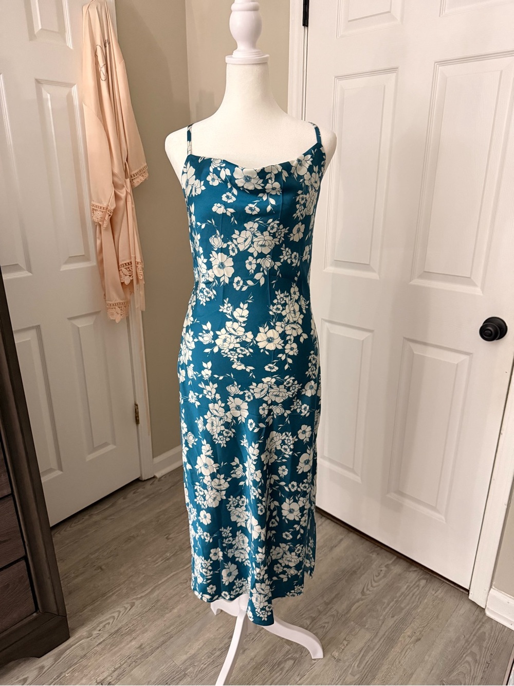 Inspired Hearts Teal Floral Midi Slip Dress